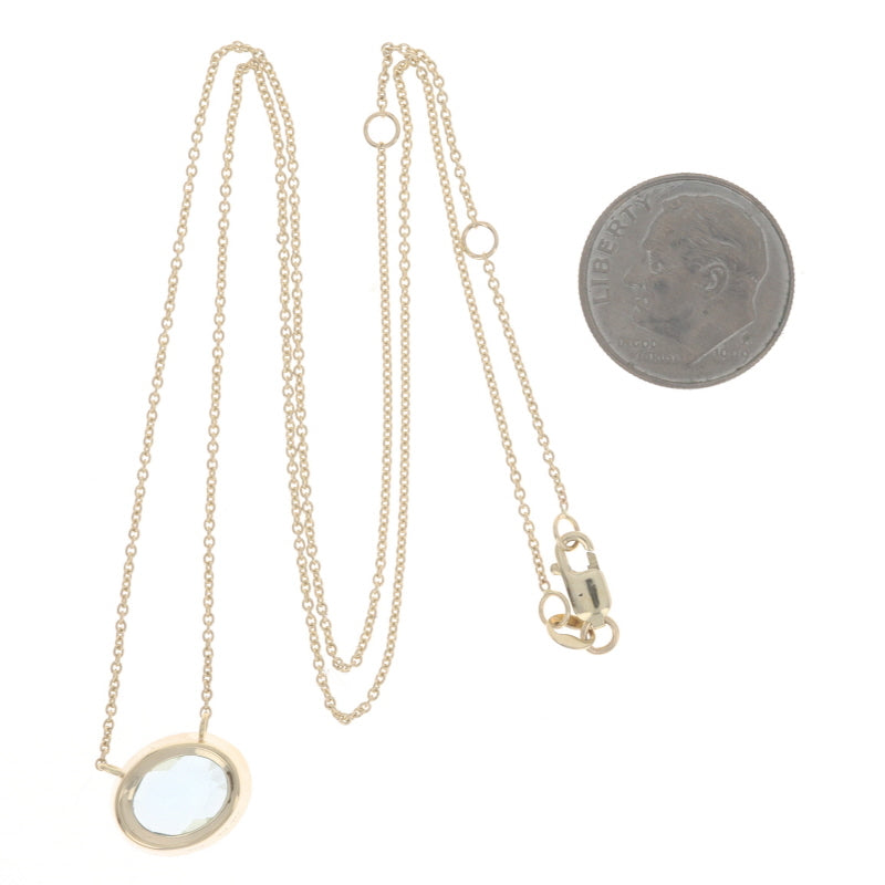 1.72ctw Aquamarine and Diamond Diamond Cut Cable Chain Pendant Necklace Yellow Gold