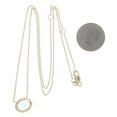 1.72ctw Aquamarine and Diamond Diamond Cut Cable Chain Pendant Necklace Yellow Gold