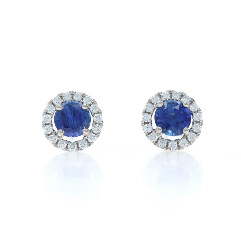 2.42ctw Sapphire and Diamond Earrings White Gold