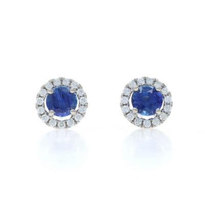 2.42ctw Sapphire and Diamond Earrings White Gold