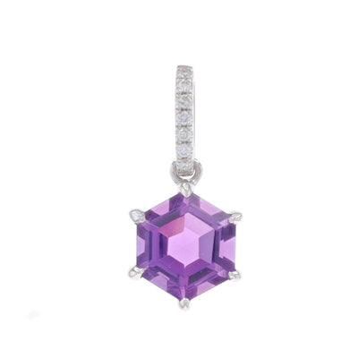 1.12ctw Amethyst and Diamond Pendant White Gold