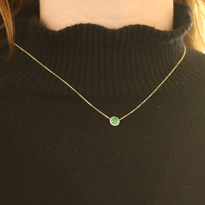.82ctw Emerald and Diamond Pendant Necklace Yellow Gold
