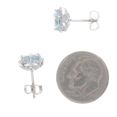 2.05ctw Aquamarine and Diamond Women's Earrings White Gold