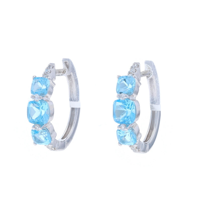 1.37ctw Blue Topaz and Diamond Earrings White Gold