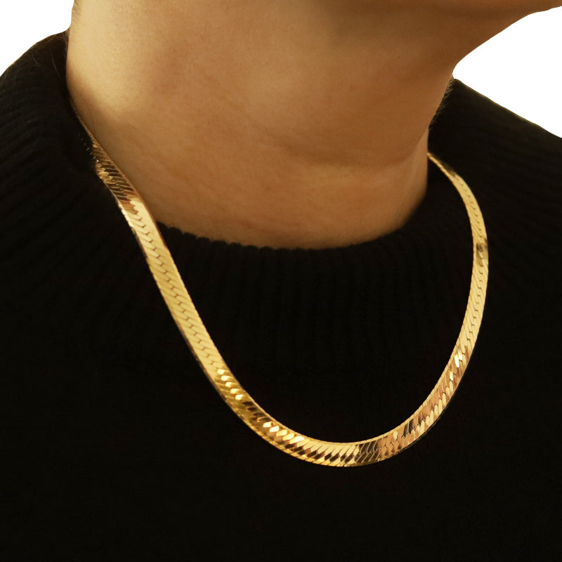 Milor Herringbone Necklace Yellow Gold