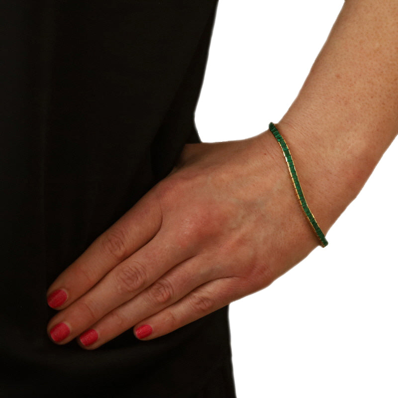 14.16ctw Emerald Bracelet Yellow Gold
