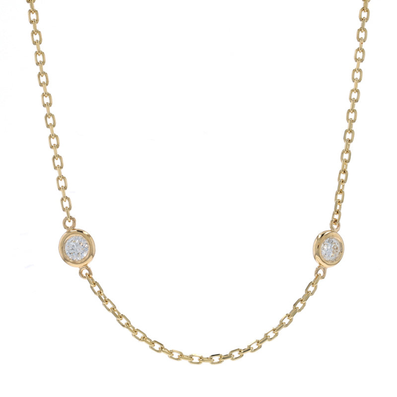 .98ctw Diamond Station Necklace Yellow Gold