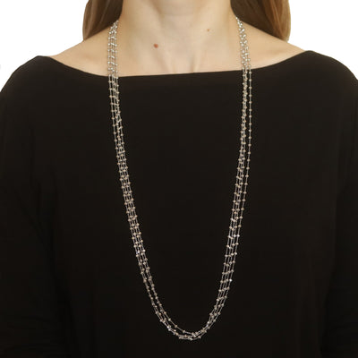 Fancy Diamond Cut Bead Chain Necklace Sterling Silver