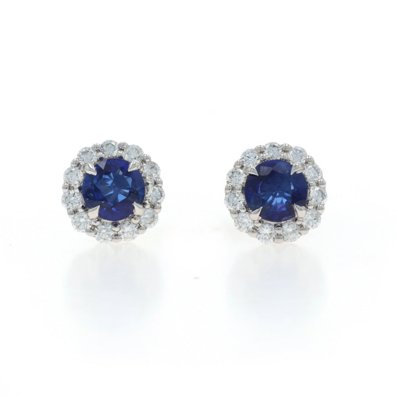 1.70ctw Sapphire and Diamond Earrings White Gold