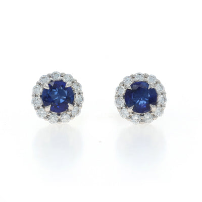1.70ctw Sapphire and Diamond Earrings White Gold