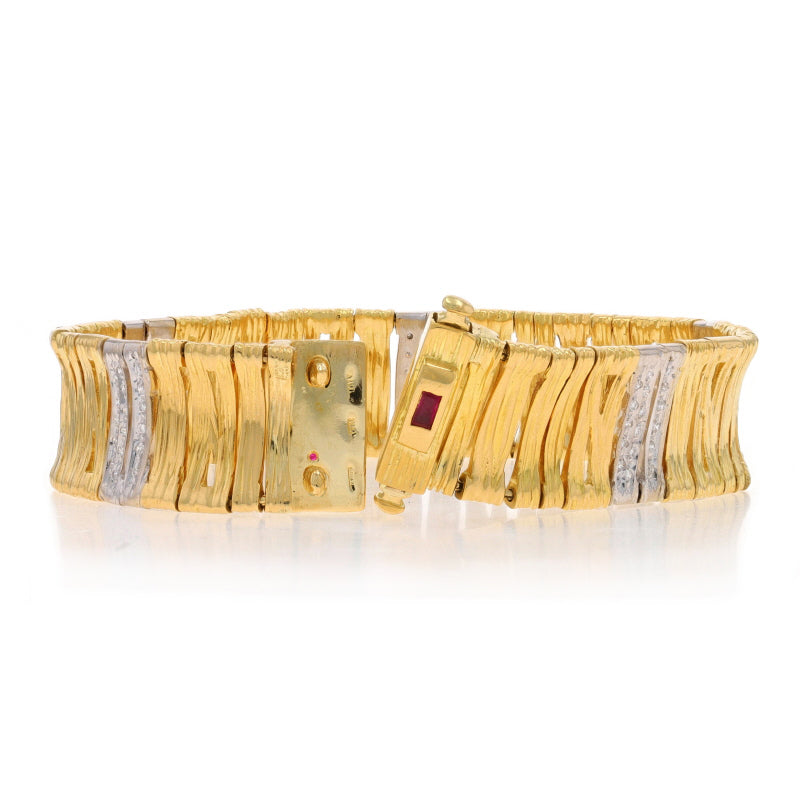 Roberto Coin Elephant Skin .45ctw Diamond and Synthetic Ruby Bracelet Yellow Gold