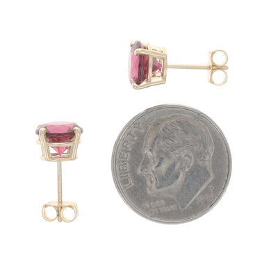 3.43ctw Rhodolite Garnet Earrings Yellow Gold