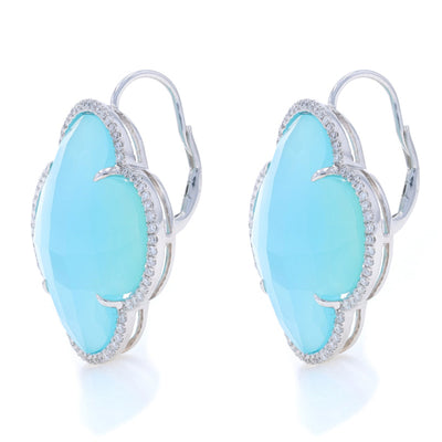 .65ctw Chalcedony and Diamond Earrings White Gold