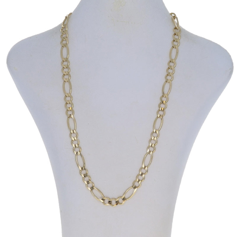 Men's Diamond Cut Figaro Chain Necklace Yellow Gold