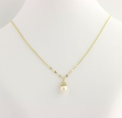 Penny Preville Akoya Pearl & Diamond Necklace 15 1/2" - 18k Yellow Gold .30ctw