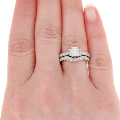 Radiant Cut Diamond Engagement Ring & Wedding Band GIA 1.31ctw