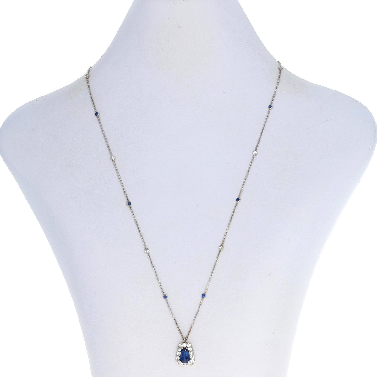1.28ct Sapphire & Diamond Necklace White Gold