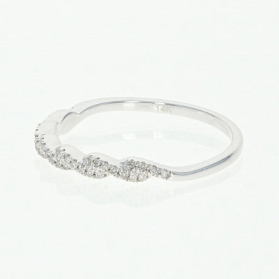 NEW .12ctw Single Cut Diamond Wedding Band - 14k White Gold Twist Ring