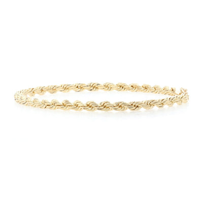 Diamond Cut Rope Chain Bracelet Yellow Gold