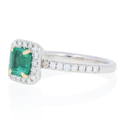 Emerald & Diamond Ring 1.10ctw