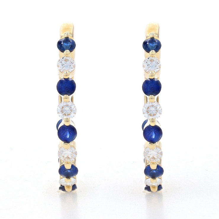 1.25ctw Sapphire and Diamond Earrings Yellow Gold