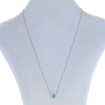 1.07ctw Aquamarine & Diamond Necklace White Gold