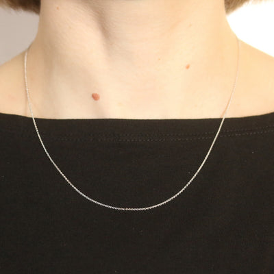 Diamond Cut Cable Chain Necklace White Gold