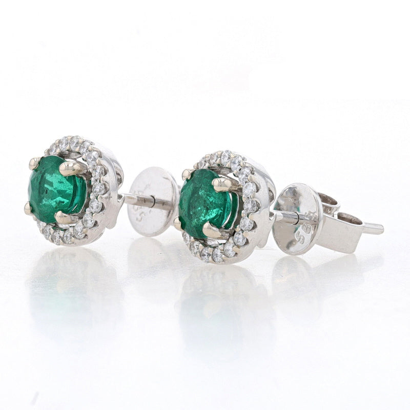 1.00ctw Emerald and Diamond Earrings White Gold