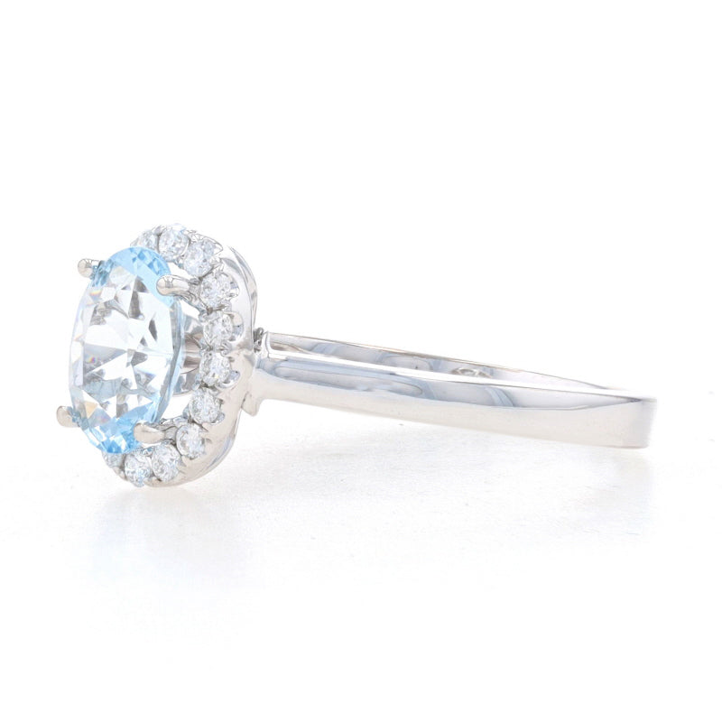 1.10ctw Aquamarine & Diamond Ring White Gold