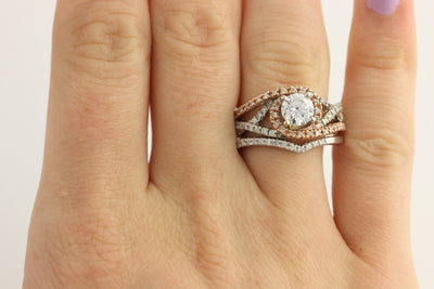 NEW Semi-Mount Engagement Ring & Wedding Band - 14k White & Rose Gold