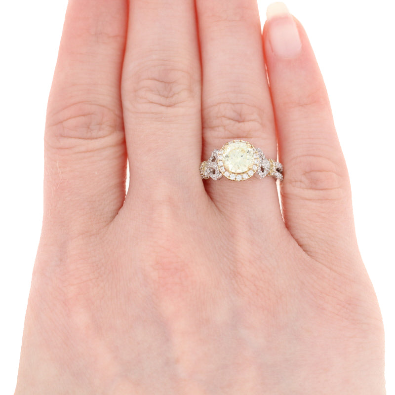 Diamond Halo Engagement Ring & Wedding Band 1.89ctw