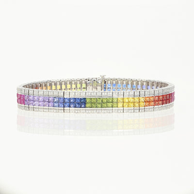 Rainbow Sapphire & Diamond Bracelet 17.80ctw