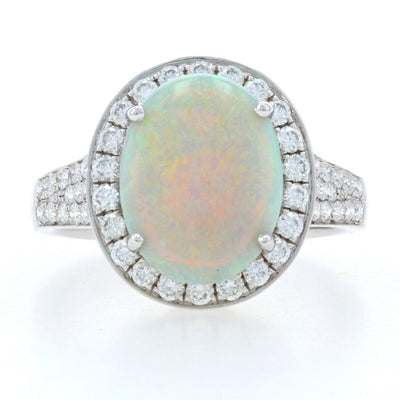 3.41ct Opal & Diamond Ring White Gold