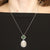 5.20ct Moonstone, Emerald, & Diamond Necklace White Gold