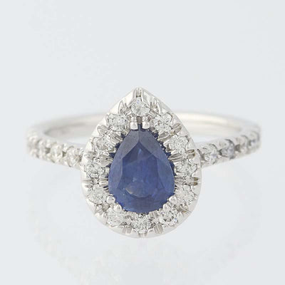 Sapphire & Diamond Halo Ring 1.54ctw