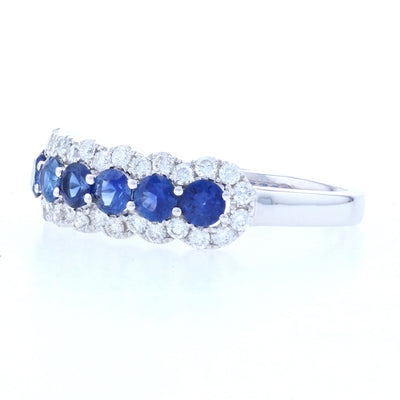 .75ctw Sapphire & Diamond Ring White Gold