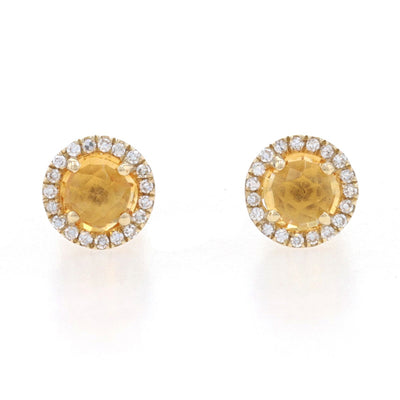 .48ctw Citrine & Diamond Earrings Yellow Gold