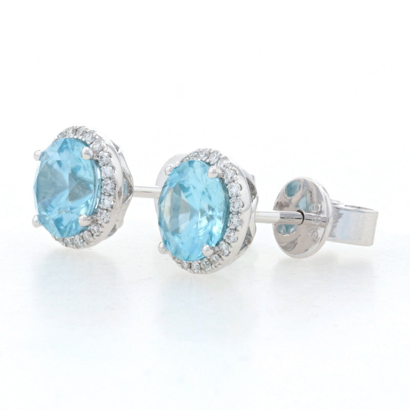 2.67ctw Blue Zircon & Diamond Earrings White Gold