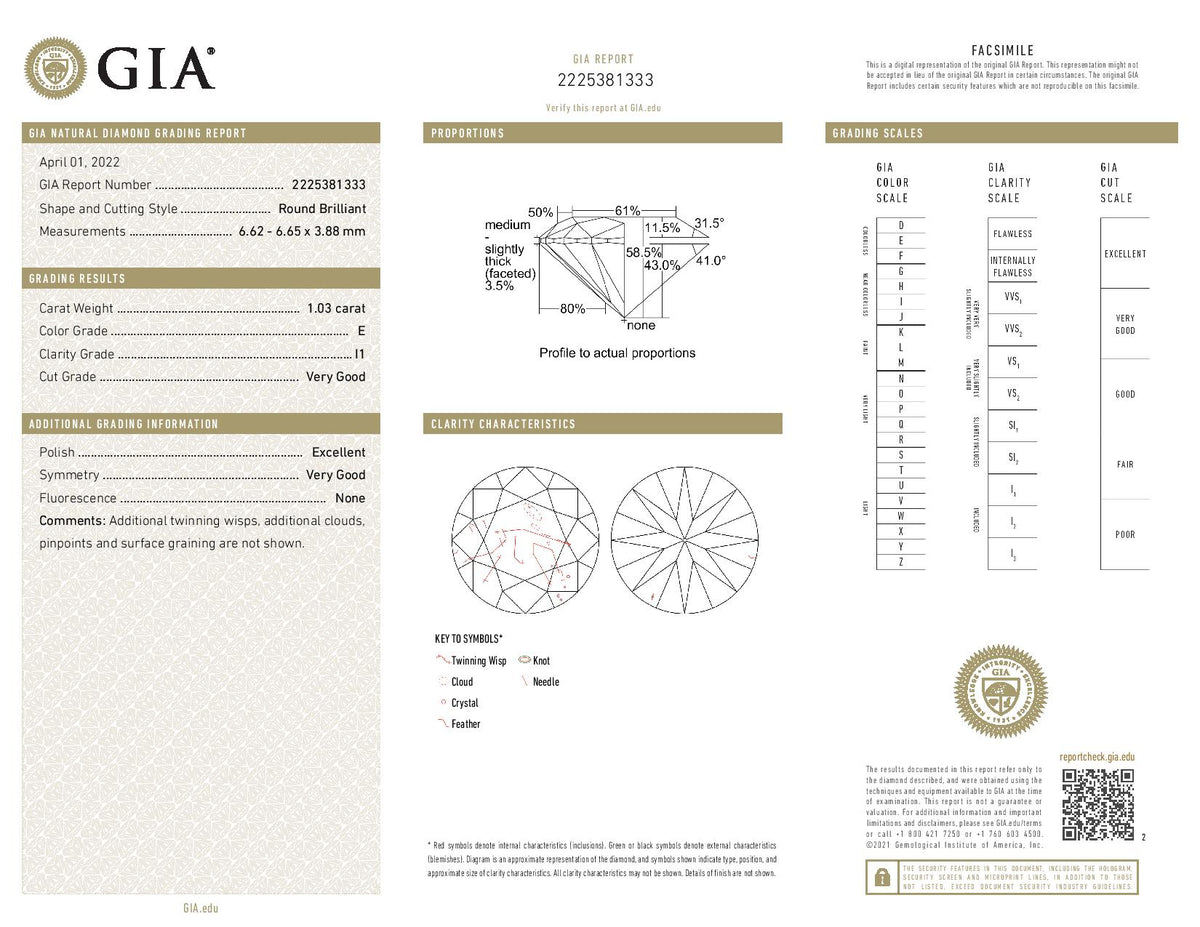 1.03ct Loose Diamond Round Brilliant GIA