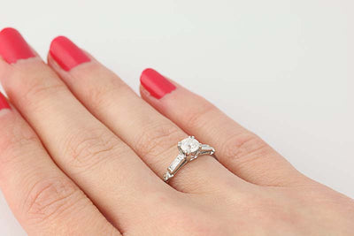 Art Deco Diamond Engagement Ring - 900 Platinum Vintage GIA Old European .66ctw