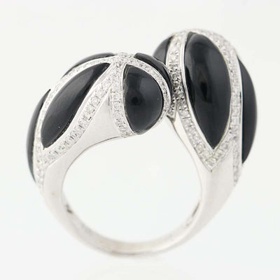 Modern Onyx & Diamond Bypass Ring