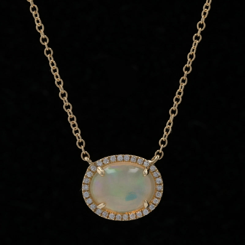 Black Opal Diamond Platinum Pendant, Michele's Estate Jewelry and Silver
