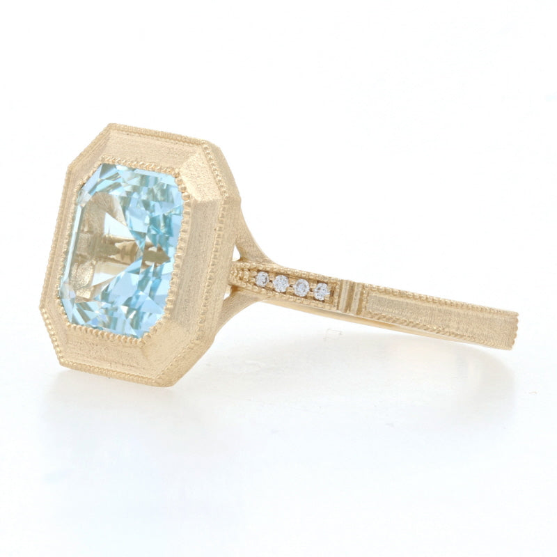 3.68ct Blue Topaz & Diamond Ring Yellow Gold