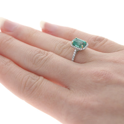 2.06ctw Emerald & Diamond Ring White Gold