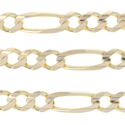 Diamond Cut Figaro Chain Men's Necklace Yellow Gold