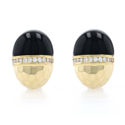 Onyx & Diamond Earrings Yellow Gold