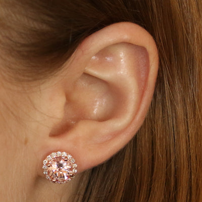 3.34ctw Morganite & Diamond Earrings Rose Gold