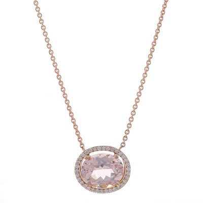 3.54ctw Morganite & Diamond Necklace Rose Gold