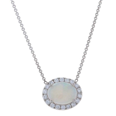 .60ct Opal & Diamond Necklace White Gold