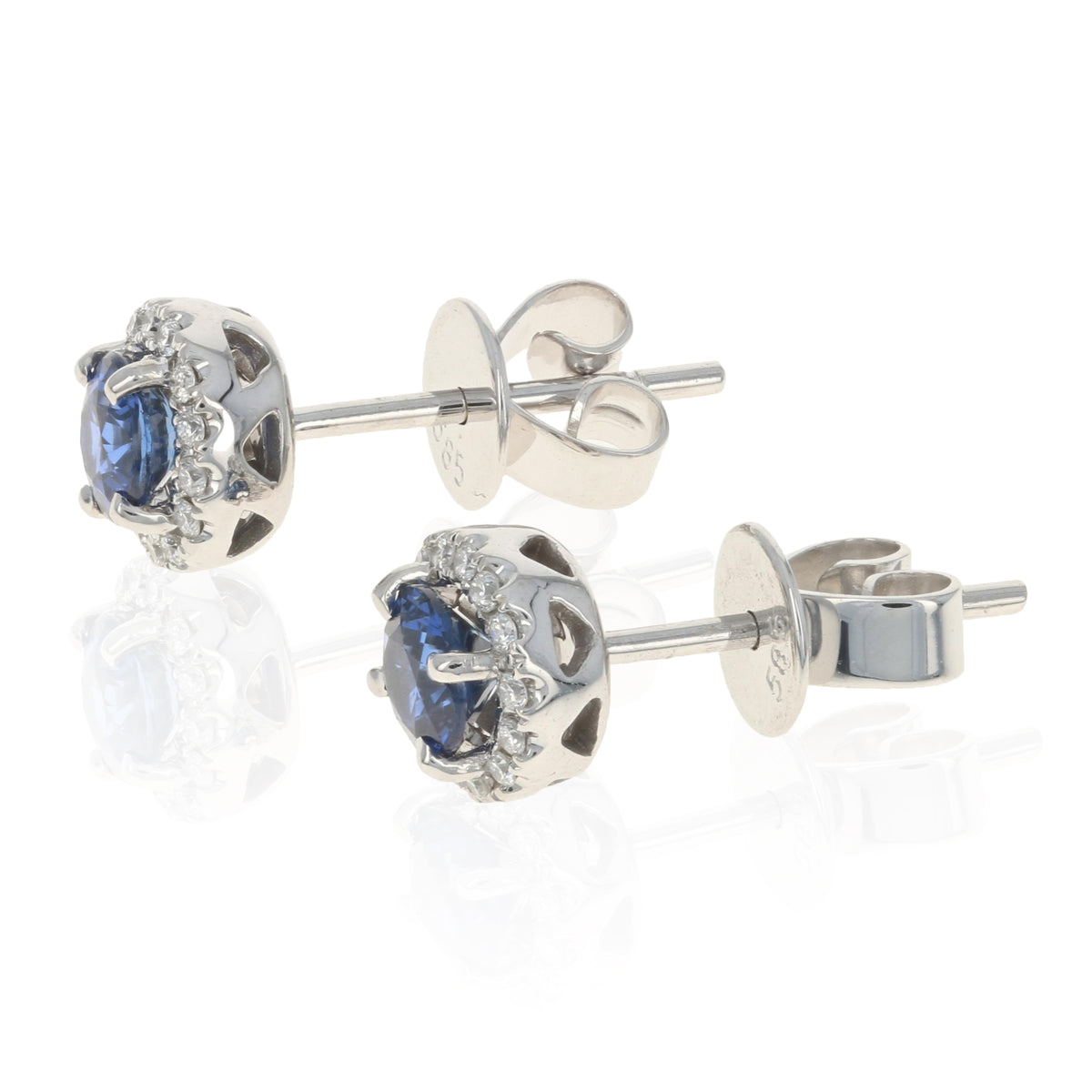 .72ctw Sapphire & Diamond Halo Earrings White Gold